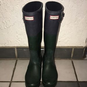 Hunter Rain Boots Forest Green & Navy Blue